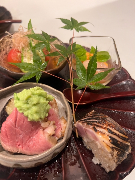 文月のおまかせコース　前菜は色鮮やか！